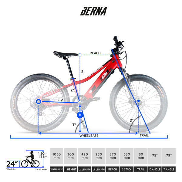 Urbanbiker Berna 24" | Elektrische kinderfietsen | 70KM Actieradius