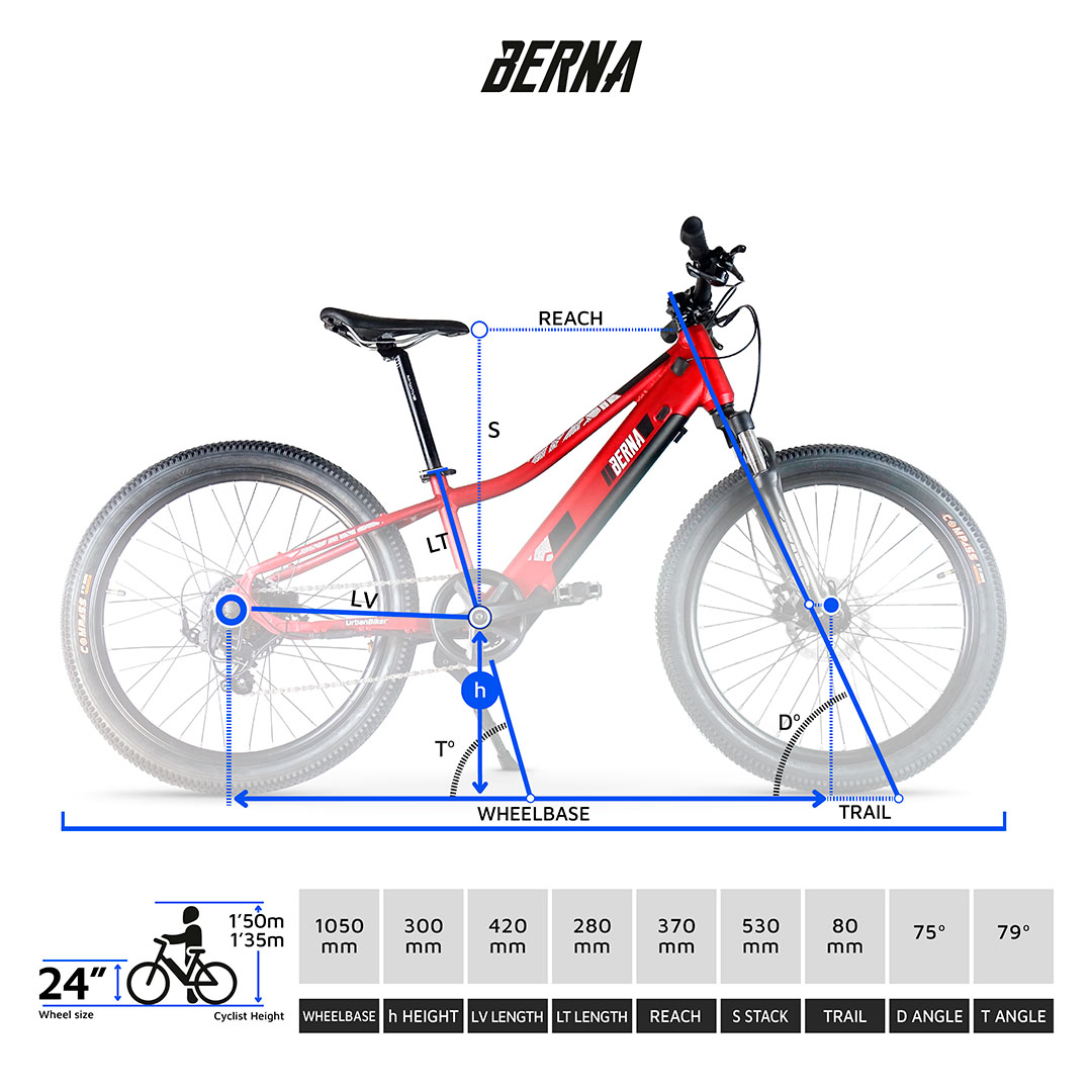 Urbanbiker Berna 24" | Elektrische kinderfietsen | 70KM Actieradius